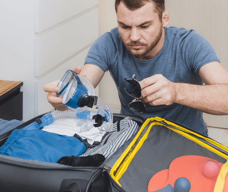 stock image of a diver packing