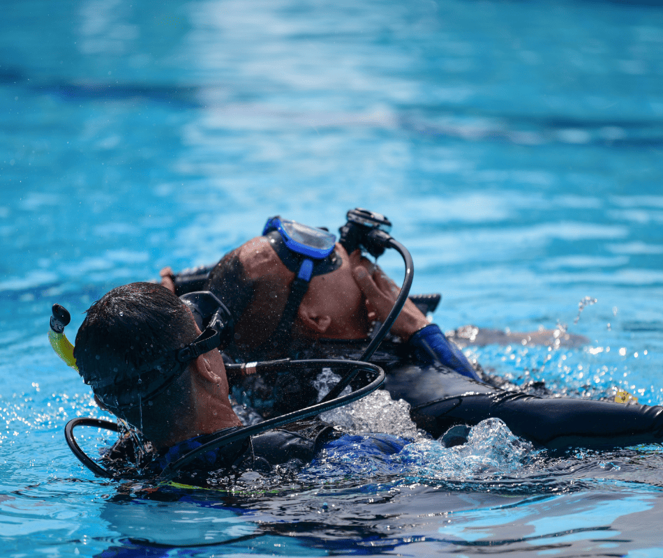 stock image of a diver performing a rescue